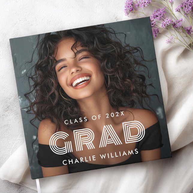 Diplôme photo nom du diplômé année livre d'or (Graduation photo graduate name year guest book)