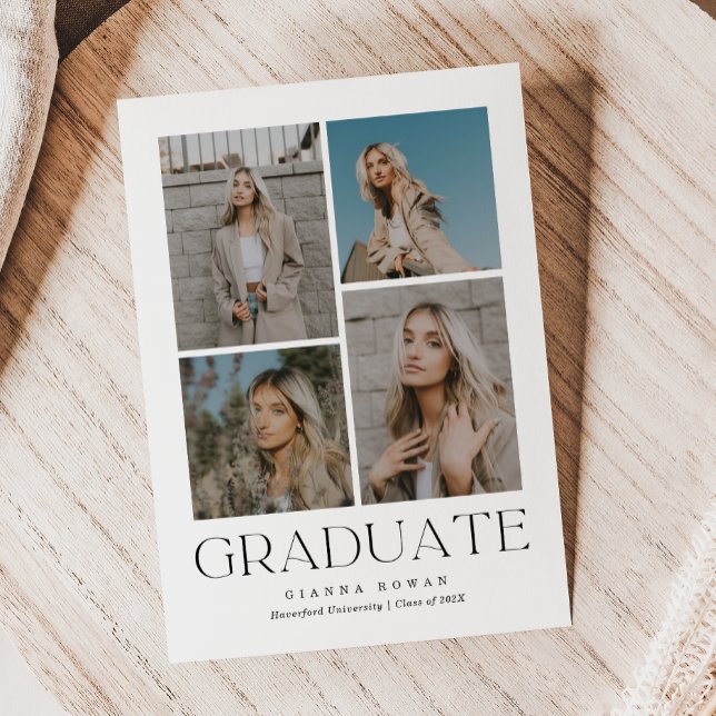 Diplômé Prestige Faire-part photo (Graduate Prestige Graduation Photo Announcement | Green Accent)