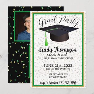 DIPLÔMEMENT Party-GREEN & GOLD-2 PHOTO Invitation