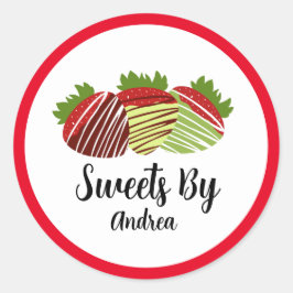Dipped Chocolate Strawberry Süßigkeiten Shop Runder Aufkleber