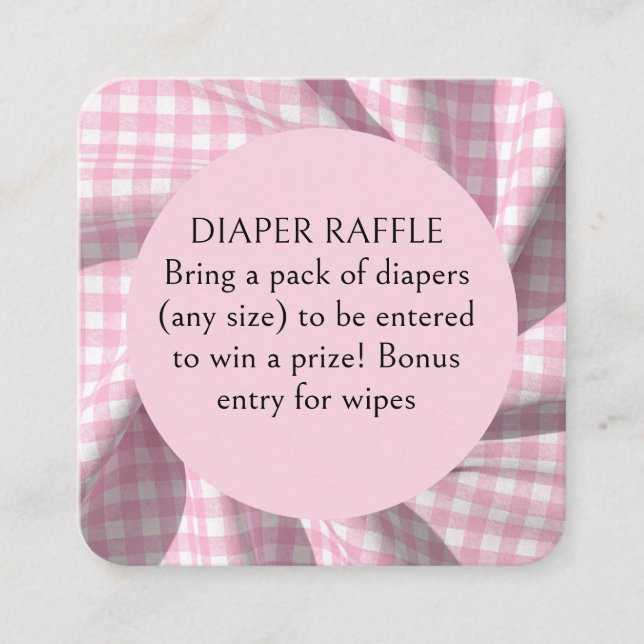 Dipper Raffle gingham baby shower  Begleitkarte (Vorderseite)