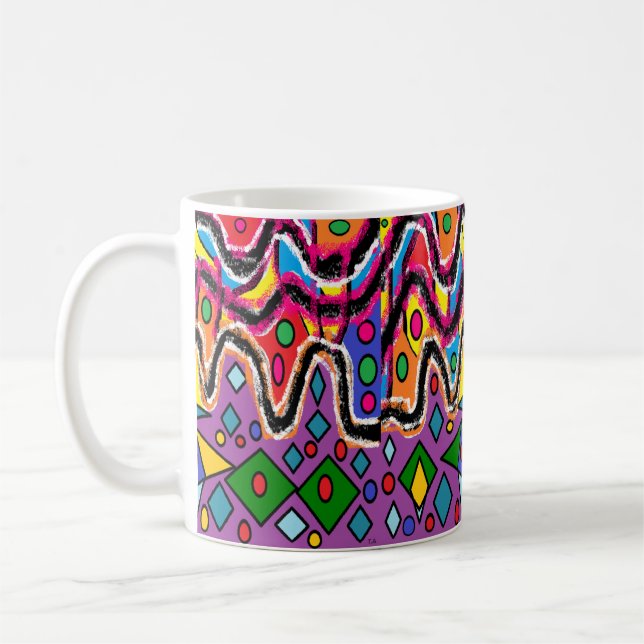 Dippy Hippy Retro Malstil Kaffeetasse (Links)
