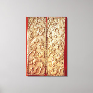 Diptych mit einer Löwejagdszene Leinwanddruck