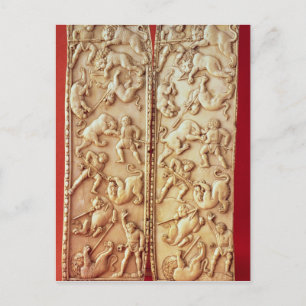 Diptych mit Löwenjagdszene Postkarte