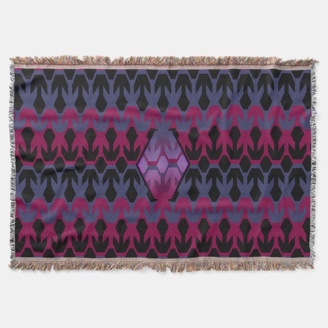 Direction Arrow in a Maroon and Blue Gray Patter Decke (Vorderseite)