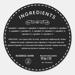 Direction de l'ingrédient noir avec logo Étiquette