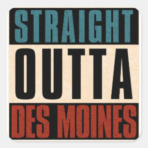 Direkt aus Des Moines Iowa IA Quadratischer Aufkleber