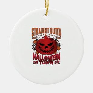 Direkt aus Halloween Town Rote Kürbis-Geister L Keramik Ornament