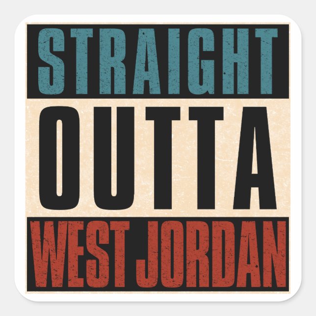 Direkt außerhalb West Jordan Utah UT Quadratischer Aufkleber (Vorderseite)
