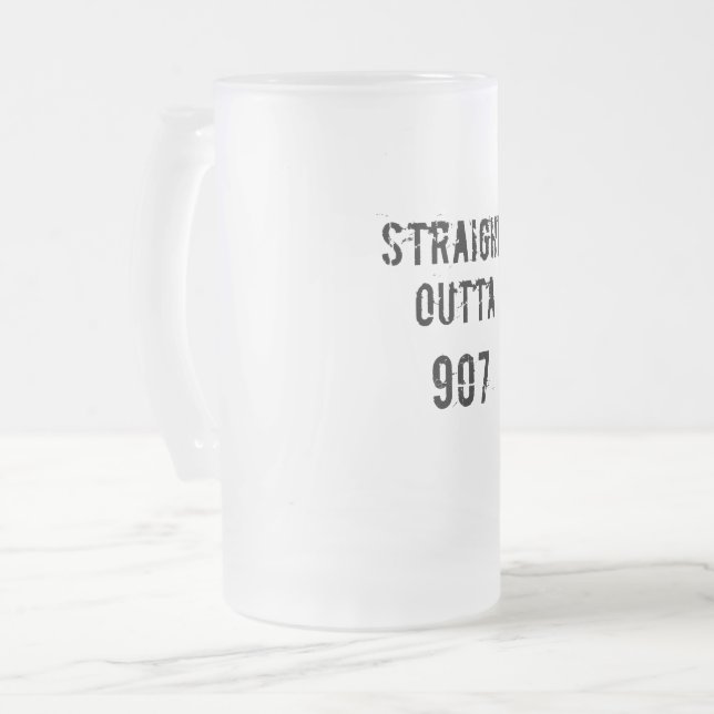 Direkte Outta 907 Mattierte Bier-Tasse - Schwarzer Mattglas Bierglas (Vorderseite Links)