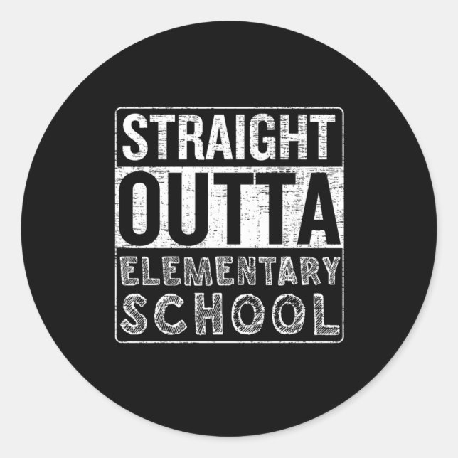 Direkte Outta Elementary School Funny Class Gradu Runder Aufkleber (Vorderseite)