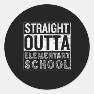 Direkte Outta Elementary School Funny Class Gradu Runder Aufkleber