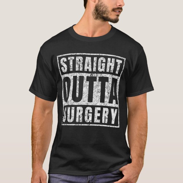 Direkte Outta Operation Funny Get Well bald Gag T-Shirt (Vorderseite)