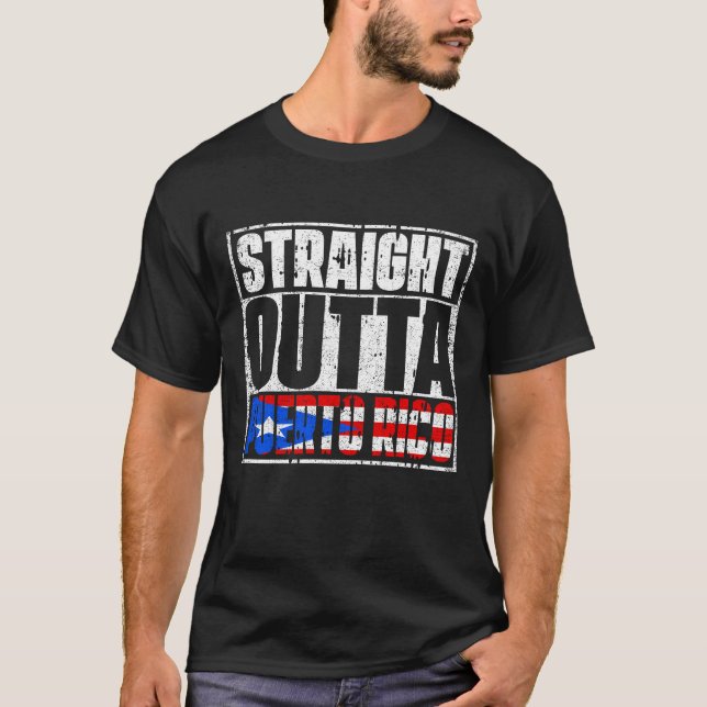 Direkte Outta Puerto Rico Flag T-Shirt (Vorderseite)
