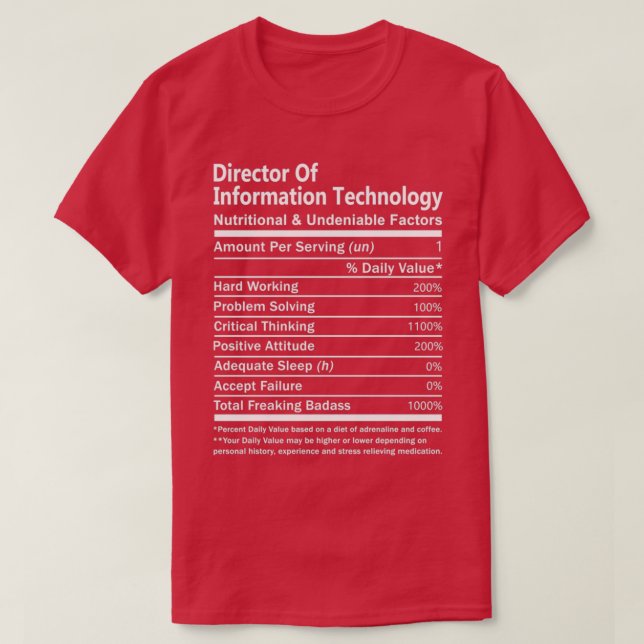 Direktor für Informationstechnologie T Shirt Nutri (Design vorne)