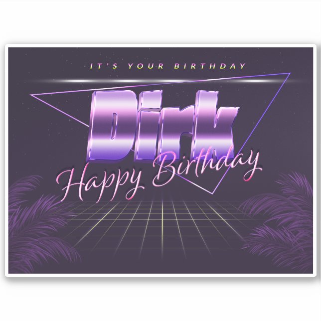 Dirk Name Vorname lila retro Sticker Geburtstag (Vorderseite)