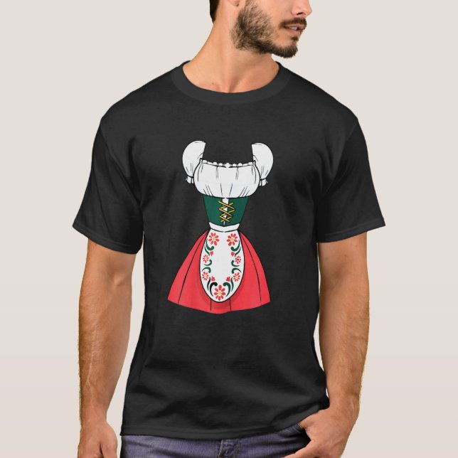 Dirndl Oktoberfest Kostüm Halloween Pretzel T-Shirt (Vorderseite)