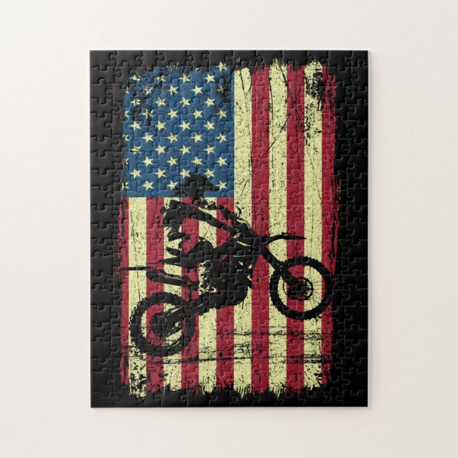 Dirt Bike American Flag 4th (Vertikal)