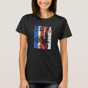 Dirt Bike American Flag Motocross 4. Juli Moto T-Shirt