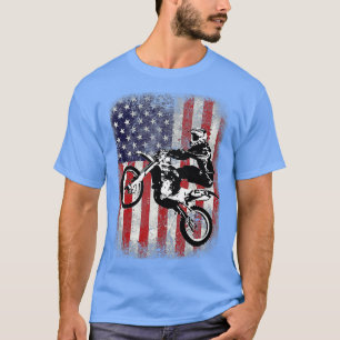 Dirt Bike American Flag Motocross Biker 4. Jul T-Shirt
