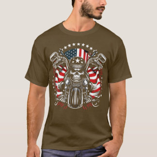 Dirt Bike American Flag Motocross Biker 4. Jul T-Shirt
