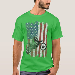 Dirt Bike American Flag Motocross Biker 4. Jul T-Shirt