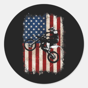 Dirt Bike American Flag Motocross Biker 4. Juli Runder Aufkleber