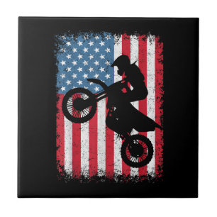 Dirt Bike American Flag Motocross Biker Men Boys V Fliese