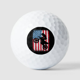 Dirt Bike American Flag Motocross Biker Men Boys V Golfball