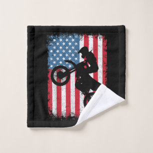 Dirt Bike American Flag Motocross Biker Men Boys V Waschlappen