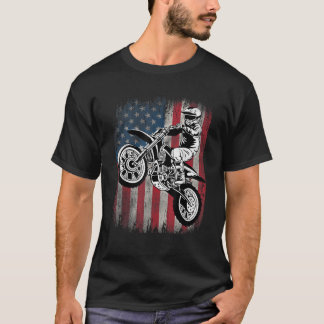 Dirt Bike American Flag Motocross Dirtbike Biker 4 T-Shirt