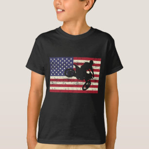 Dirt Bike American Flag Motocross Enduro T-Shirt