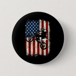 Dirt Bike Amerikanische Flagge Motocross Biker 4.  Button