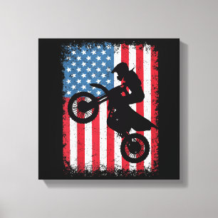 Dirt Bike Amerikanische Flagge Motocross Biker Män Leinwanddruck