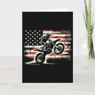 Dirt Bike Amerikanische Flagge Motocross Biker Vin Karte