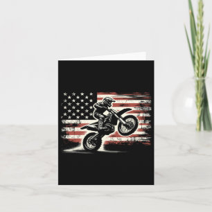 Dirt Bike Amerikanische Flagge Motocross Biker Vin Karte