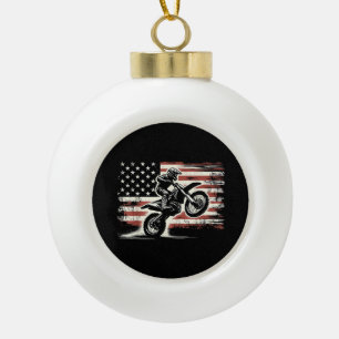 Dirt Bike Amerikanische Flagge Motocross Biker Vin Keramik Kugel-Ornament