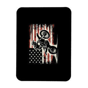 Dirt Bike Amerikanische Flagge Motocross Biker Vin Magnet