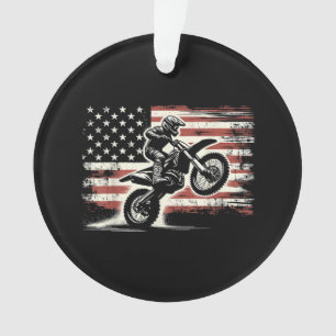 Dirt Bike Amerikanische Flagge Motocross Biker Vin Ornament