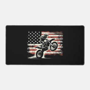 Dirt Bike Amerikanische Flagge Motocross Biker Vin Schreibtischunterlage