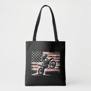 Dirt Bike Amerikanische Flagge Motocross Biker Vin Tasche