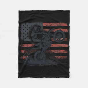 Dirt Bike Amerikanische Flagge Motocross Fleecedecke