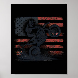 Dirt Bike Amerikanische Flagge Motocross Poster