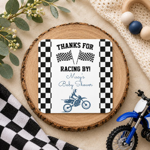 Dirt Bike Baby Shower Favor Quadratischer Aufkleber