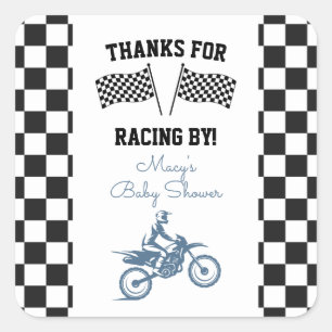 Dirt Bike Baby Shower Favor Quadratischer Aufkleber