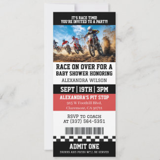 Dirt Bike Baby Shower Ticket Party Einladung