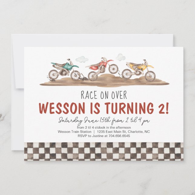 Dirt Bike Birthday Einladung (Vorderseite)