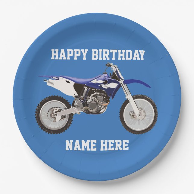 Dirt Bike Blue Birthday Sport Paper Teller (Vorderseite)