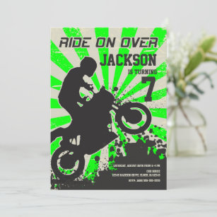 Dirt Bike Einladung Geburtstag / Motocross / Grün