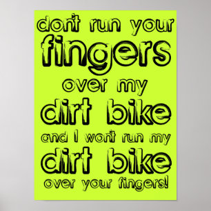 Dirt Bike Finger Lustiges Motocross Poster Schild
